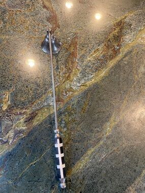 Black and White Patterned candle snuffer with Silver plate Metal Shaft